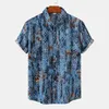 Men's Casual Shirts Men's Cotton Polyester Summer Short Sleeve Shirt Vintage Geometric Hawaiian Beach Male Blouse For Men