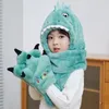 Berets Winter Kids Scarf Hat Dinosaur Cap For Boys Girls Toddler Children Cute Head Accessories Fancy Trendy 3-10 Years Old