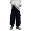 Men's Pants Washable Mid Waist Wide Leg Cargo Male Men Drawstring Ankle Tied For Travel