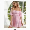 Casual Dresses Summer For Women Party Puff Sleeve Ruffles rygglös från axel Helgdag stropplös minikjol Vestido de Fiesta