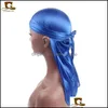 Imprezy kapelusze moda jedwabny szalik Long Tail Cap MTI Colours Soft Satin Durag Bandanna Turban for Women Pirate Hat Wysoka jakość 5jd kk dro otjyf