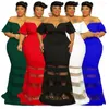 Plus Size Dresses Sexy Elegant Bodycon Party Dress For Women Slash Neck Patchwork Transparent Fashion Night Club Birthday Gowns 2023