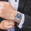 손목 시계 남성 자동 시계 스테인리스 스틸 블루 회색 커피 검은 흰색 다이얼 드레스 럭셔리 손목 시계 reloj hombre