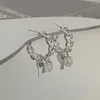 Çember küpeler lbyzhan 925 sterling şeridi bükülmüş zincir kadınlar için gümüş renk çapraz çember kolye