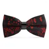 Bow Ties 2023 Fashion Men's For Wedding Double Fabric Red Paisley Black Bowtie Club Bankett Butterfly Tie med presentförpackning