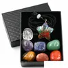 Stein 7 Chakra Set Reiki Natürliche Kristallsteine Ornamente Halbmond Halskette Quarz Yoga Energie Perle Heilung Kunst Handwerk Tropfen Deli Dhmeb