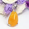 Pendant Necklaces Fashion Teardrop Yellow Chalcedony Jades Stone High Quality Charms Women Elegant Accessories Silver-color Jewelry B1850