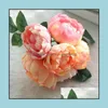 Couronnes De Fleurs Décoratives 6 Têtes Artificielle Rose Pivoine Soie Bouquet De Fleurs Festival Saint Valentin Anniversaire Cadeau De Mariage Maison Dhuzd