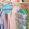 Sacos de armazenamento 16 bolsos claros para pendurar meias de sutiã Organizador de cabide de roupas de sutiã para sala de estar no banheiro