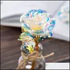 Decorative Flowers Wreaths 24K Gold Foil Rose Flower Led Luminous Galaxy Mothers Day Valentines Gift Fashion Box 1374 V2 Drop Deli Dhfub