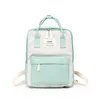 Backpack Girl Students School School School Women Canvas Saco à prova d'água selvagem Little Fresh Rink Green