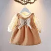 女の子のドレス幼児の赤ちゃんファッションプリンセスパーティーボウキュート衣装幼児秋の秋の服