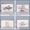 Storage Bags Sublimation Blank Square Bag Heat Transfer Canvas Zipper Cosmetic Diy Painting Student Pencil Case Drop Delivery Home G Otexp