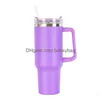 Water Bottles 40Oz Reusable Tumbler With Handle And St Stainless Steel Insated Travel Mug Tumblers Keep Drinks Cold Wholesale Drop D Dhszy