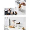 Storage Bottles Diamond Pattern Glass Jar With Wooden Lid Handle Coffee Tank Tea Spice Clear Bottle Can Food Kitchen Container