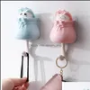 Hooks Rails Creative Cute Kitten Hook Punch Porch Key Stick Door Retractable Coat Drop Delivery Home Garden Housekee Organization S Otiig