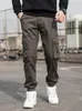 Men's Pants Military Style Men Casual Cargo Side Baggy Multi-Pockets Design Black Green Khaki Grey Cotton Ankle Banded Trousers 2023Men's