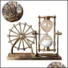 Objets décoratifs Figurines Vintage Grande Roue Sablier Beautif Bureau Exquis Sable Verre Antique Quicksand Street Lamp Pen Ot8Kd