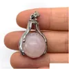 Charms Hand Hold Natural Crystal Stones Round Tiger Eye Black Onyx Rose Quartz Stone Ball Charm Pärlor Pendants för smycken som gör DR DHMHV