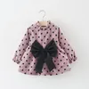 Abiti da ragazza Toddler Neonate Autunno Wear Princess Dresse Dot Ruffle Abito a maniche lunghe con fiocco Abbigliamento infantile Abiti nati