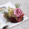 Dekorativa blommor blommor arrangemang partiförsörjning bröllopsresande växt vägg konstgjord ros hortensia lämnar brudbukett