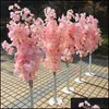 Flores decorativas grinaldas colorf cor de cerejeira artificial árvore romana coluna romate lidera centers de casamento abriu adereços de ferro flor flor otacm