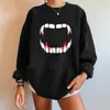 Damen-Kapuzenpullover, langärmelig, Geisterzahn, Happy Halloween, Pullover, Sweatshirt, Top, Hemd, einfarbig, lässig, täglich, All-Match-Mädchen-T-Shirt