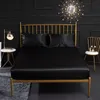 Vellen sets imitatie zijden bed gemonteerd plaat polyester luxe vaste kleurmatras deksel elastische band volledige grootte