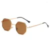 Sonnenbrille Mode Damen Polygon Rahmen Metall Sonnenbrille Klassische Retro Octagon Brillen Für Frauen Männer Brille Gafas De Sol