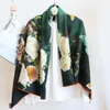 Scarves High-end Elegant Women's Fashion Butterfly Flower Double-sided Print Quality Silk Wool Hand Rolled Edge Large Square Scarf Shawl