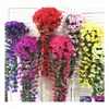 Decorative Flowers Wreaths Artificial Violet Rattan Wedding Arch Decoration Wreath Fake Plant Leaf Silk Simation Wisteria Drop Del Dhbm8