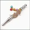 Smoking Pipes Metal Hookahs Tips Crystal Inlaid S Gold Plating Beads Pendants Hookah Shishas Portable 16Ml G2 Drop Delivery Home Gar Dhzvd