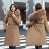 Women's Trench Coats 2023 Snow Wear Women's Parkas Winter Jacket Thick Warm Hooded Long Coat Female Parka Removable Fur Lining Jackets