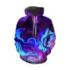 Hoodies masculino 3D de capuz estampado masculino, moda de rua colorida de rua respirável e confortável ao ar livre