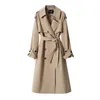 Women's Trench Coats Women Autumn Winter Korean Classic Double Breasted University Style Loose Medium Length Female Clothing Tops Solid