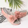 Sandalen suède leer zachte voetbed orthopedische boogondersteuning voor vrouwen bloemen holle design zomer strandschoenen vrouwelijke wiggen schoen