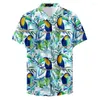 Männer Casual Hemden 2023 Sommer Mode Druck Bunte Papagei Cartoon Individuelles Hemd