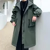 Trench da uomo 2023 Autunno Uomo Giubbotti con cappuccio Harajuku Giacca a vento Cappotto Maschile Casual Outwear Hip Hop Streetwear