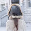 Berets Leather Racoon Fur Hats For Women 2023 Luxury Snow Skiing Cap Winter Bomber Hat Woman Ushanka With Ear Flaps