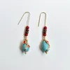 Bengelen oorbellen tibetaanse stijl turquoise waterdruppel nationale bohemian dames