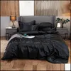 Beddengoed sets vaste kleur imitatie zijden vilt quilt er kussensloop 4 stcs set zachte woning benodigdheden 714 v2 drop levering tuin textiel otcer