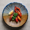 Plates Japanese Retro Plate Sets Dinnerware Ceramic Restaurant El Dishes Dinner Set And Luxury Serving Gift