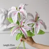 Decorative Flowers Set Of 3 Pieces Finished Crochet Lily Bouquet Artificial Eternal Flower Cotton Yarn Hand Knitting