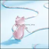 Sieradeninstellingen Moonrocy Rose Gold kleur CZ Crystal Ross Quartz Pink Opaal ketting oorbellen en ring ingesteld voor schattige kattenvrouwen 469C3 D DHKF0