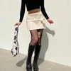 Röcke Frauen Lace Up Pelz Gestrickte Mini Nette Süße Bleistift Twist Dünne Niedrige Taille Kurze Frauen Frühling Chic