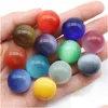 Stone Bright 20Mm Cats Eye Crystal Round Ball Craft Tumbled Hand Piece Stones Home Decoration Ornaments Good Gifts Drop Delivery Jewe Dhomq