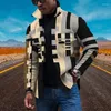 Vestes pour hommes Automne Hiver Imprimer Mode Motifs Géométriques Homme Manches Longues Lâche Manteaux Occasionnels Mâle Vintage Tout Match Homme Vêtements