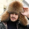 Berets Raccoon Fur Lei Feng Hat Real Silver Middle Aged And Elderly Warm Leather Cotton Men's Winter