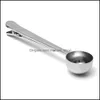 Spoons Metal Scoop With Clip Stainless Steel Coffee Measuring Abrasion Resistant Milk Powder Spoon Durable 2 8Yz B R Drop Delivery H Otbjw