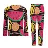 Men's Sleepwear Tropical Fruit Pajamas Men Watermelon Orange Cute Autumn Long Sleeve 2 Pieces Home Graphic Set Big Size 5XL